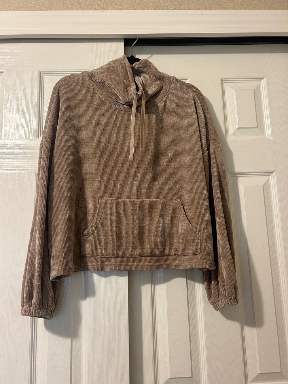 Lumiere corduroy drawstring cowl-neck hoodie
